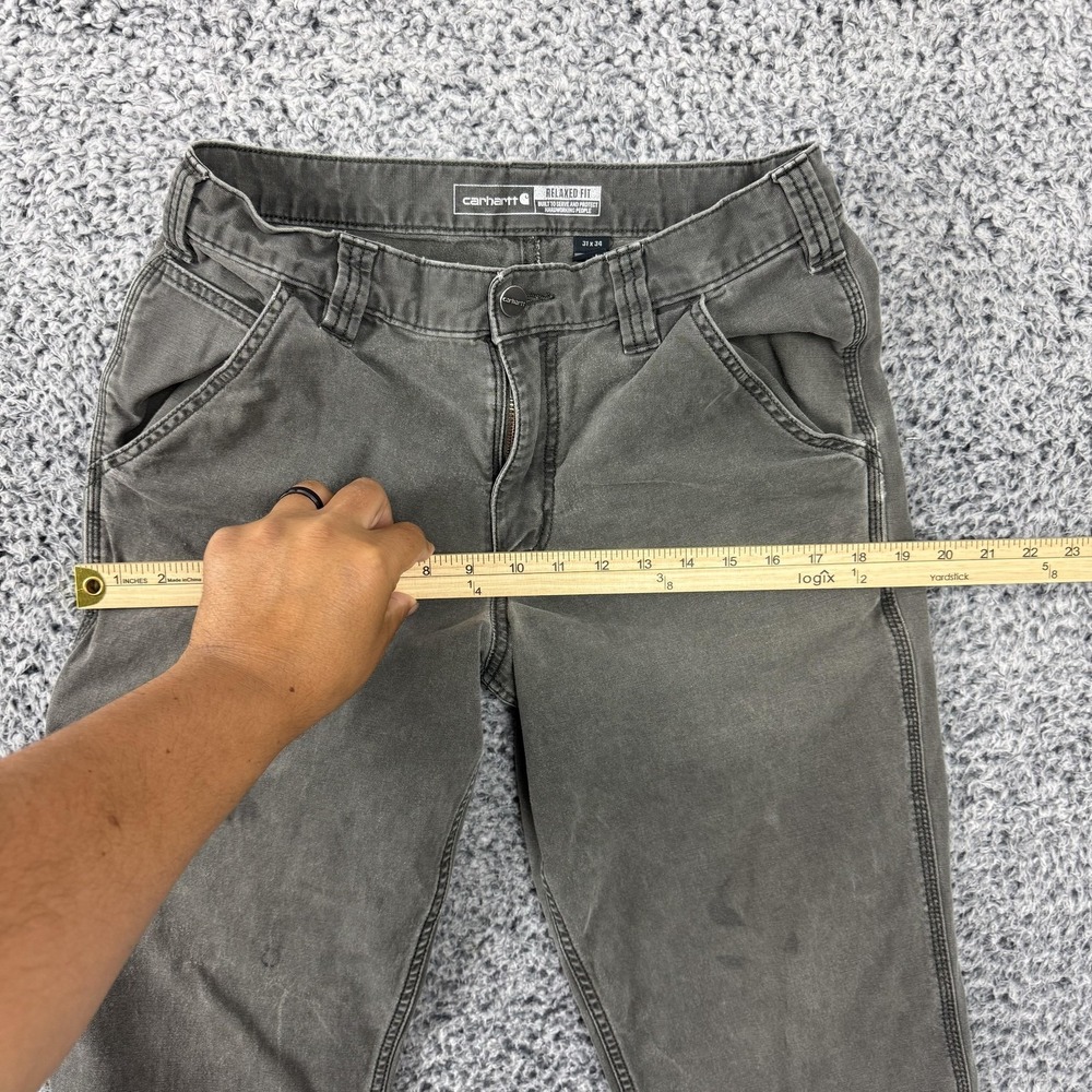 Carhartt Pants Mens 31x34 Gray Relaxed Fit Rugged Flex Canvas Carpenter Workwear - Picture 13 of 16